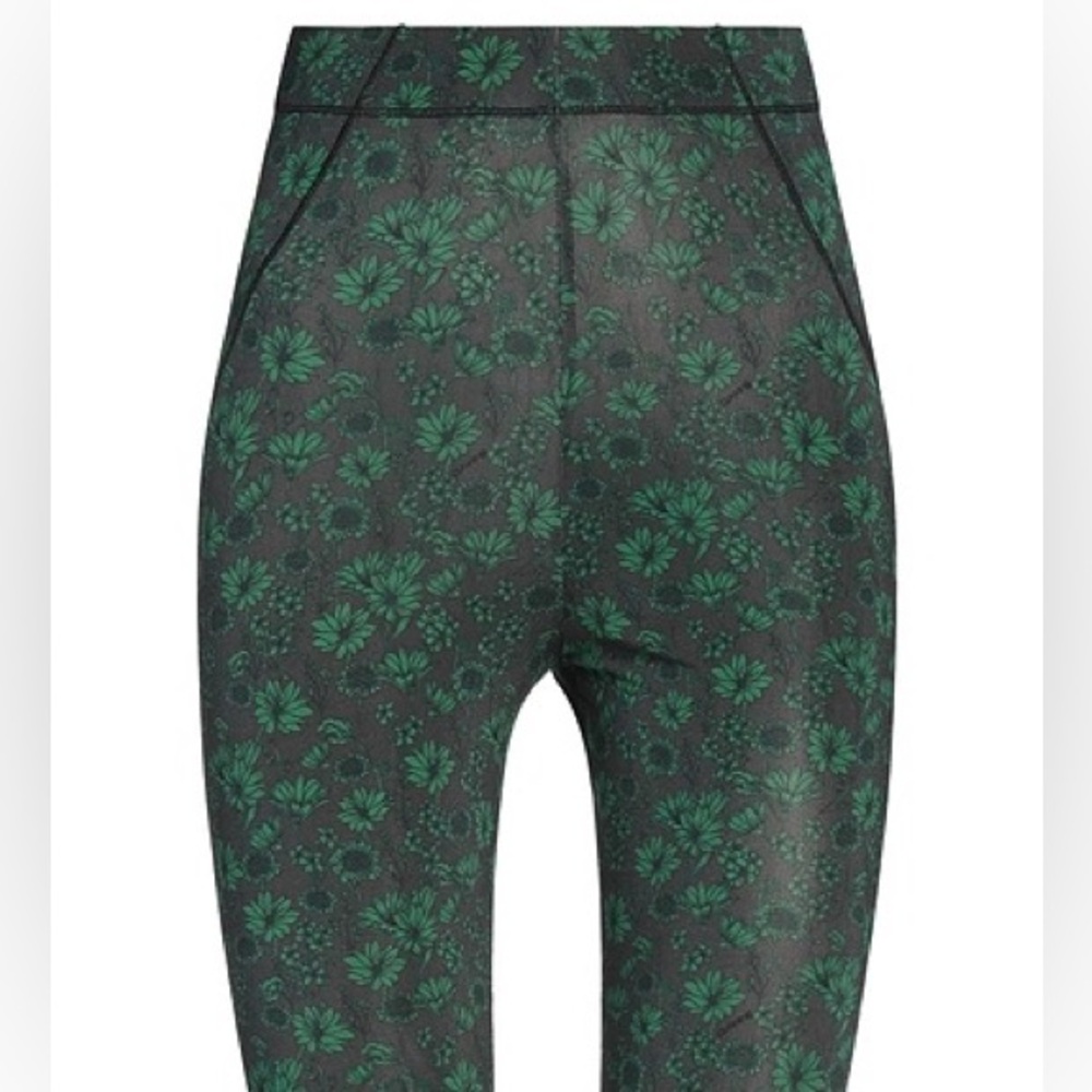 Ganni Green Floral Leggings